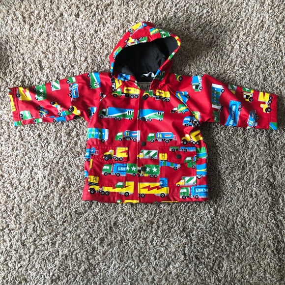 Hatley Other - Hatley Trucka Red Rain Jacket Size 18 Months Lined